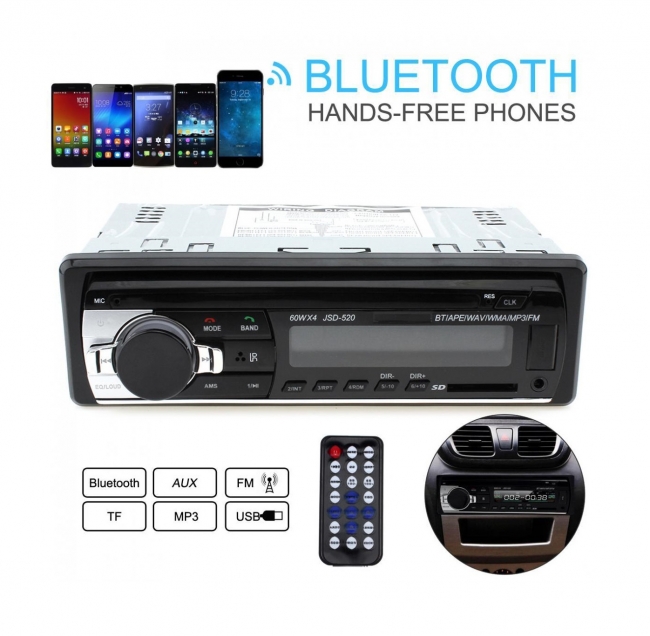 MP3 аудио плеър за кола с Блутут и дистанционно АТ 520 - MP3, SD, USB